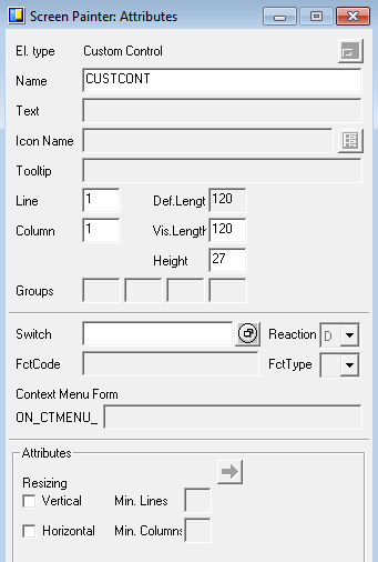 Give name to custom control in the Screen Painter attributes