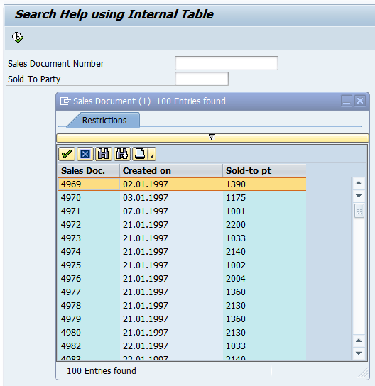 Search Help Using Itab