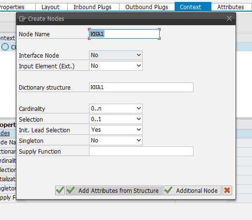 Create context node with KNA1 structure