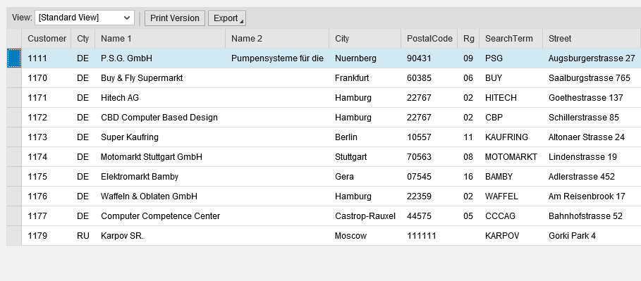 Create context node with KNA1 structure